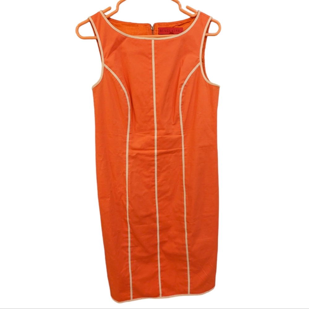 Sinclaire 10 Sleeveless Orange Fitted Midi Dress Sz 6